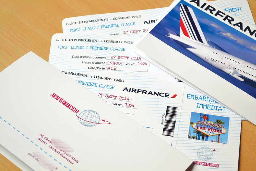 Pochette cadeau billet d'avion France/Maroc - FairePartUnique